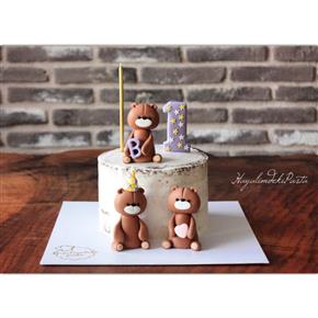 Ayıcık pasta, ayı pasta, bear cake, naked cake, 1 yaş pastası