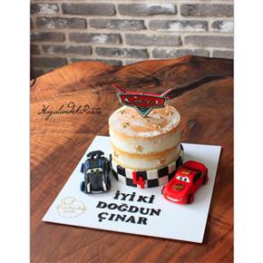 Cars naked cake
