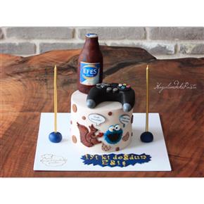 Cookie monster cake, kurabiye canavarı pasta, PlayStation Cake