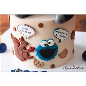 Cookie monster cake, kurabiye canavarı pasta, PlayStation Cake