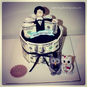 #hayalimdekipasta #deniziskender #dolarscake #moneycake #owlcake #owlcaketopper #fondant #butikpasta