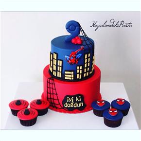 #hayalimdekipasta #deniziskender #spidermancake #spidermancupcake #spidermanpasta #boycake #fondant